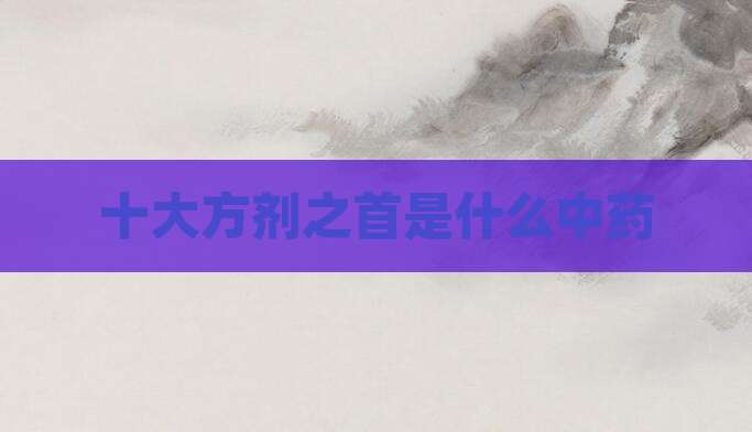 十大方剂之首是什么中药