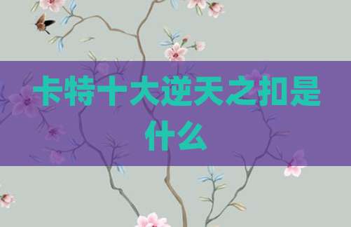 卡特十大逆天之扣是什么