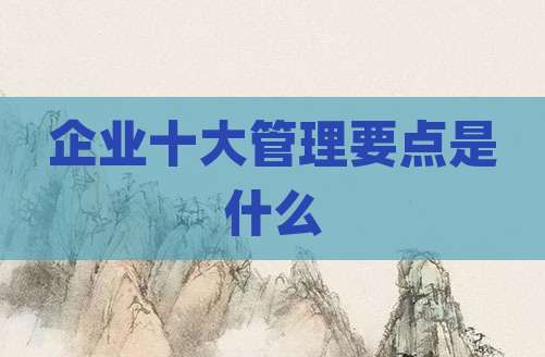 企业十大管理要点是什么