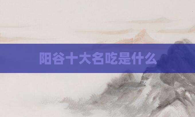 阳谷十大名吃是什么