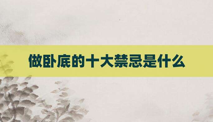 做卧底的十大禁忌是什么