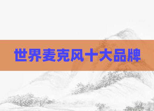 世界麦克风十大品牌