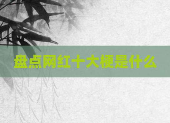 盘点网红十大梗是什么