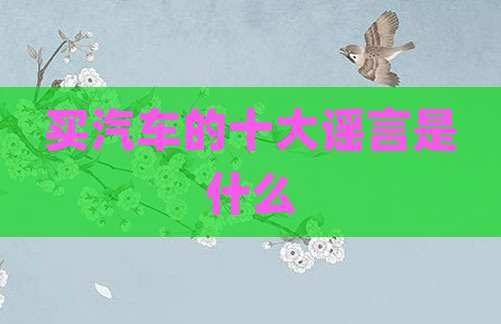 买汽车的十大谣言是什么