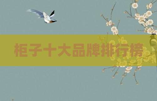 柜子十大品牌排行榜