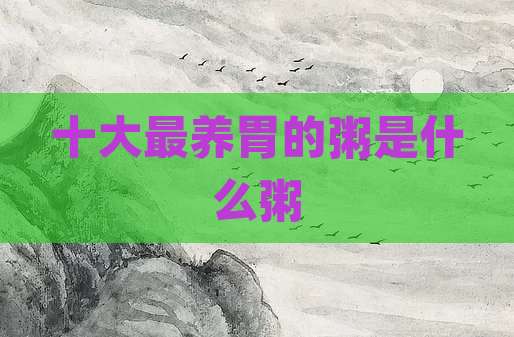 十大最养胃的粥是什么粥
