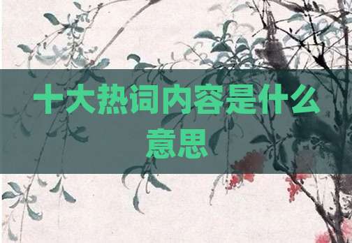 十大热词内容是什么意思