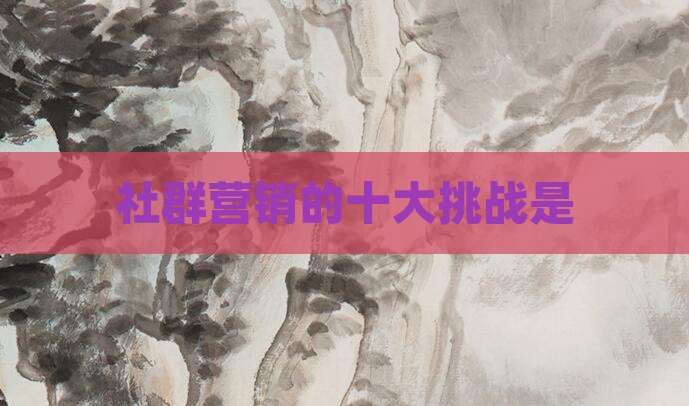 社群营销的十大挑战是