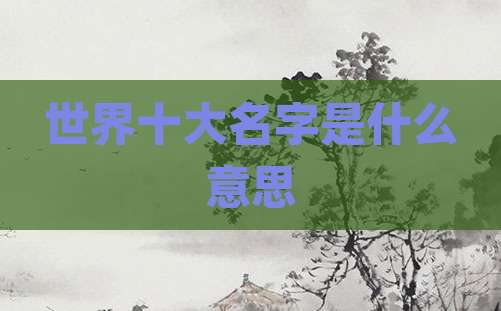 世界十大名字是什么意思