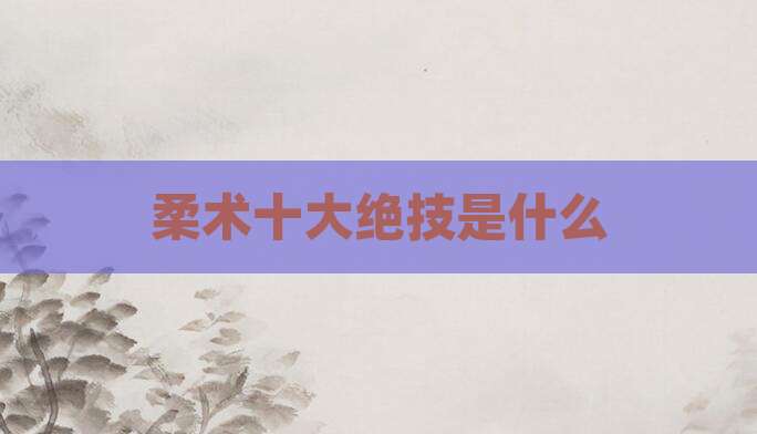 柔术十大绝技是什么
