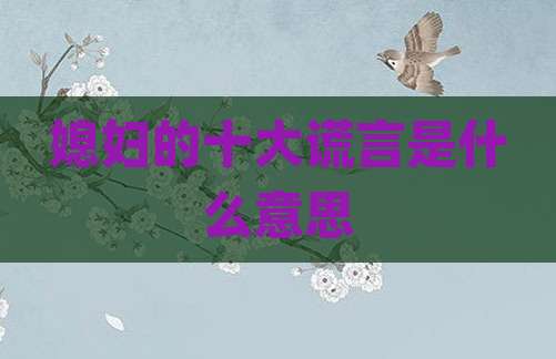 媳妇的十大谎言是什么意思