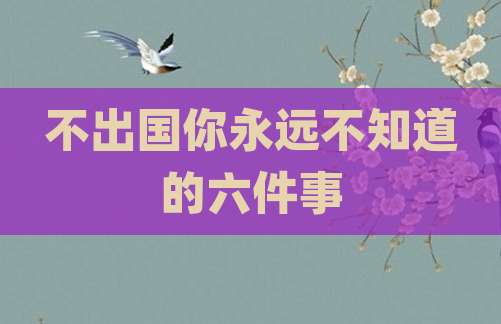 不出国你永远不知道的六件事