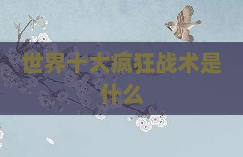 世界十大疯狂战术是什么