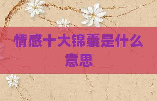 情感十大锦囊是什么意思