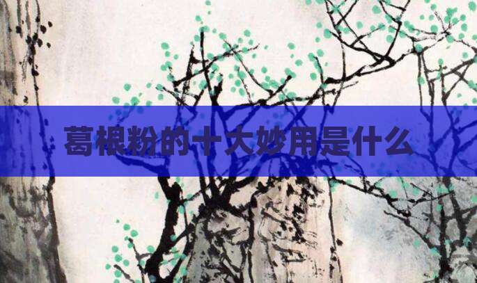 葛根粉的十大妙用是什么