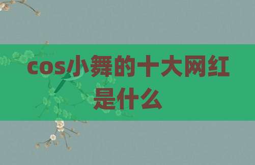 cos小舞的十大网红是什么