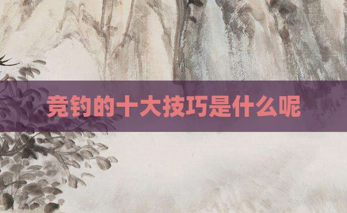 竞钓的十大技巧是什么呢