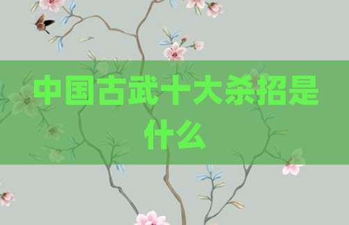 中国古武十大杀招是什么
