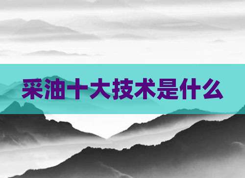 采油十大技术是什么