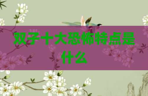 双子十大恐怖特点是什么
