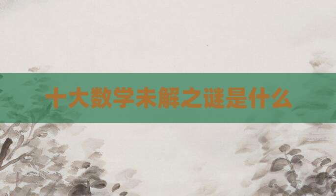 十大数学未解之谜是什么