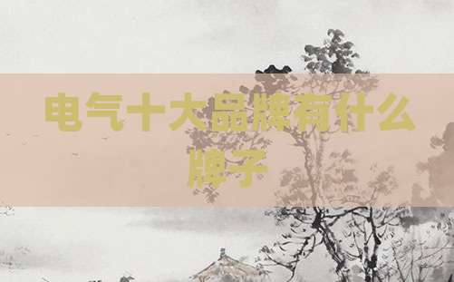电气十大品牌有什么牌子
