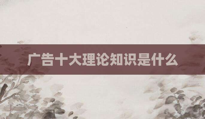 广告十大理论知识是什么