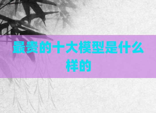 最贵的十大模型是什么样的