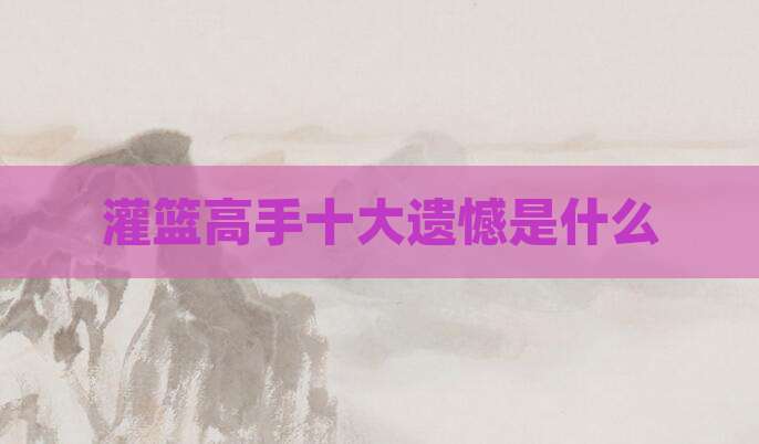灌篮高手十大遗憾是什么
