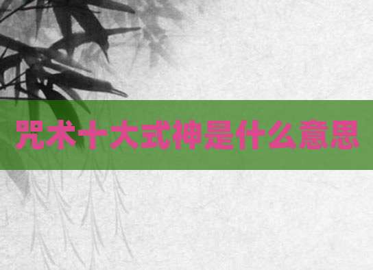 咒术十大式神是什么意思