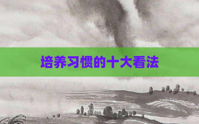 培养习惯的十大看法