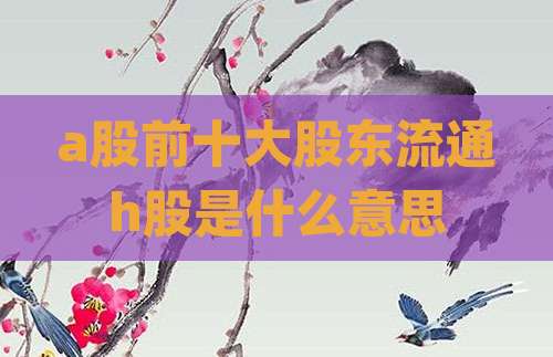 a股前十大股东流通h股是什么意思