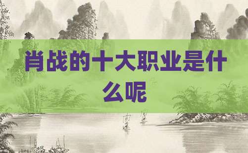 肖战的十大职业是什么呢