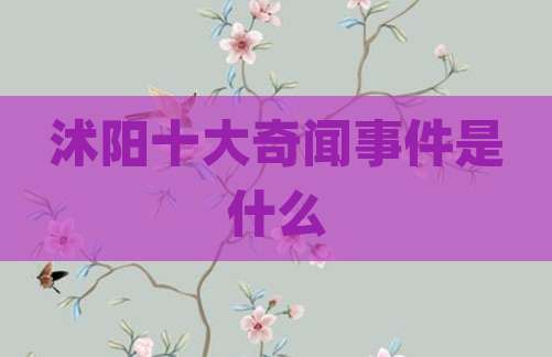 沭阳十大奇闻事件是什么