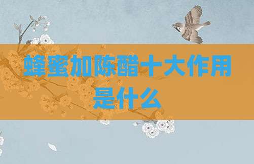 蜂蜜加陈醋十大作用是什么