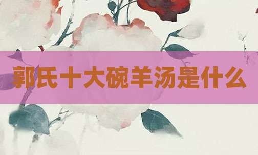 郭氏十大碗羊汤是什么
