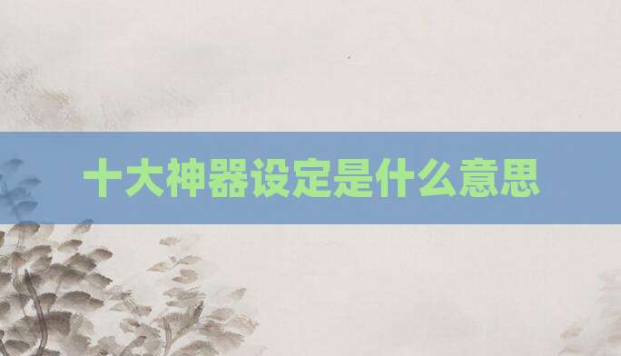 十大神器设定是什么意思