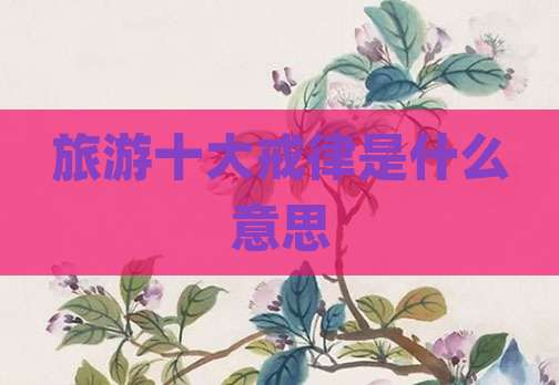 旅游十大戒律是什么意思