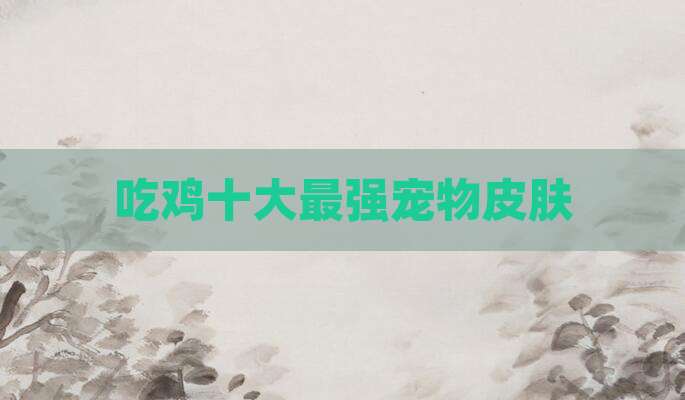 吃鸡十大最强宠物皮肤