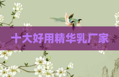 十大好用精华乳厂家