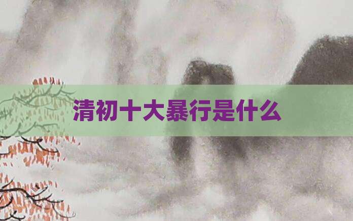 清初十大暴行是什么
