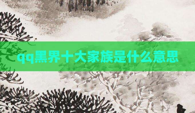 qq黑界十大家族是什么意思