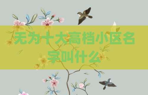 无为十大高档小区名字叫什么