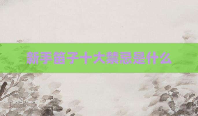 新手笛子十大禁忌是什么