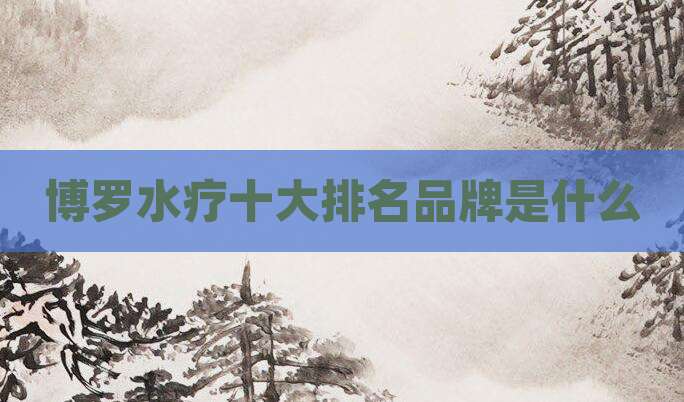 博罗水疗十大排名品牌是什么