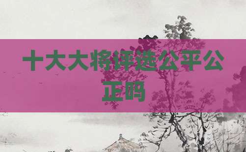 十大大将评选公平公正吗