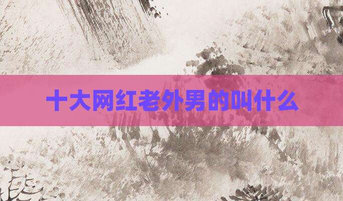 十大网红老外男的叫什么