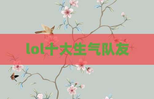 lol十大生气队友