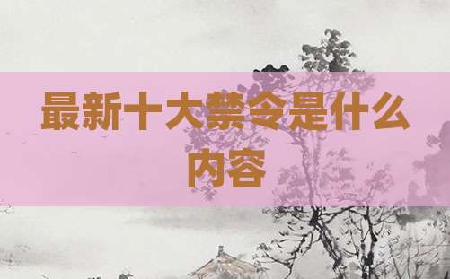 最新十大禁令是什么内容