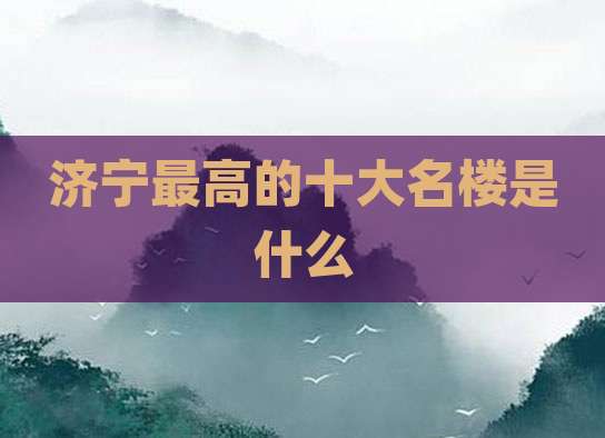 济宁最高的十大名楼是什么